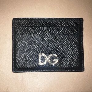 Dolce and Gabbana Black Crystal Logo Card Holder.